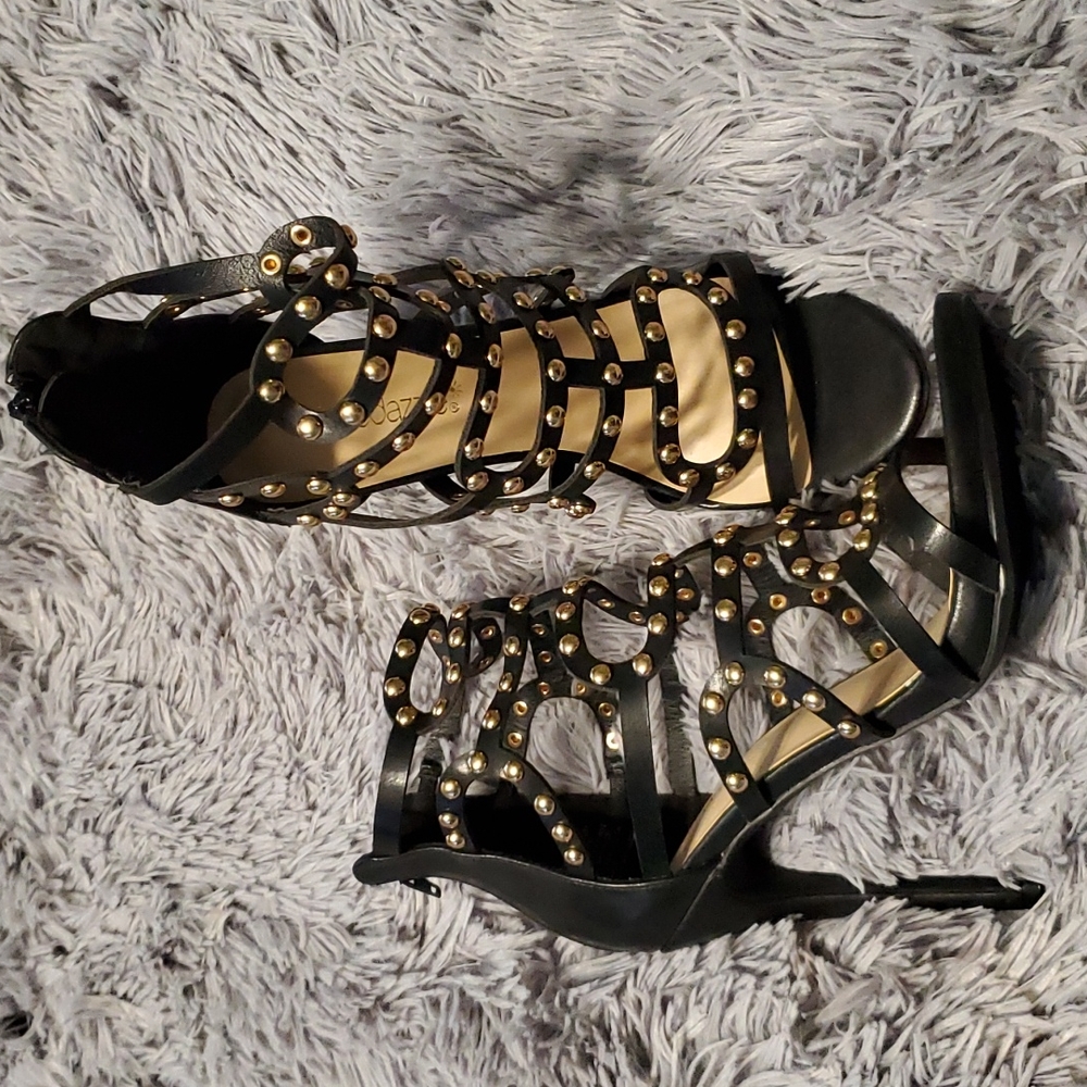 Black with gold stud size 7.5 sandals from shoedazzle